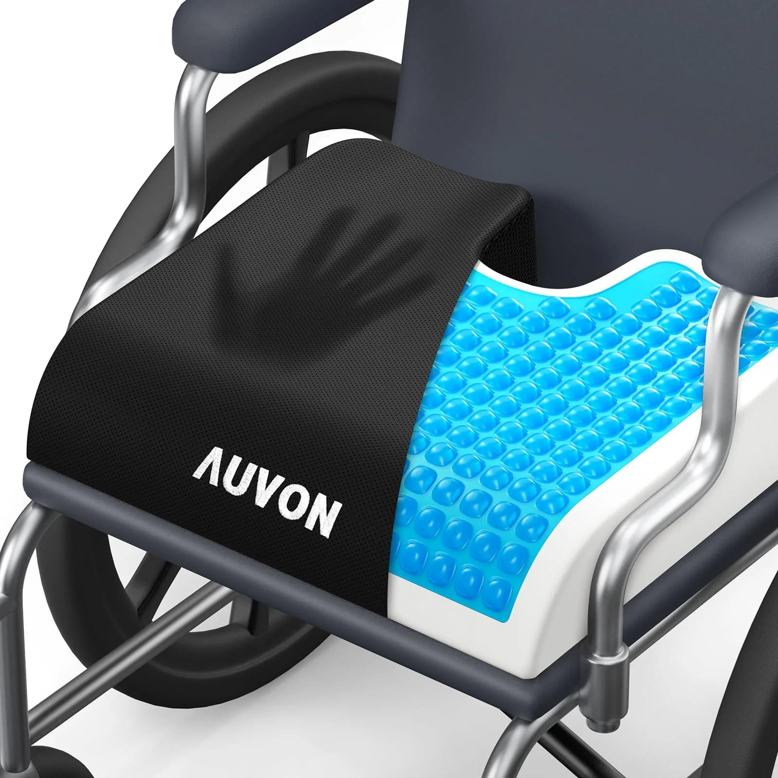 AUVON Gel Wheelchair Seat Cushion XL (43.18 cm x 38.1 cm x 7.62 cm) | Pressure Relief for Back Pain - main product image
