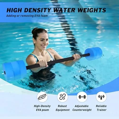 Hikeen Aquatic Exercise Dumbbells Blue Long Barbell | Water Aerobics Pool Resistance thumbnail 6