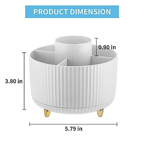 Marbrasse Rotating Desk Organizer White 15.5cm (6.1in) | 5 Compartments for Office, Home, Crafts thumbnail 5