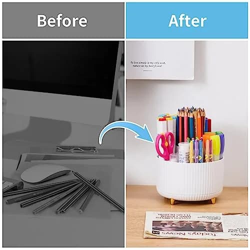 Marbrasse Rotating Desk Organizer White 15.5cm (6.1in) | 5 Compartments for Office, Home, Crafts thumbnail 7