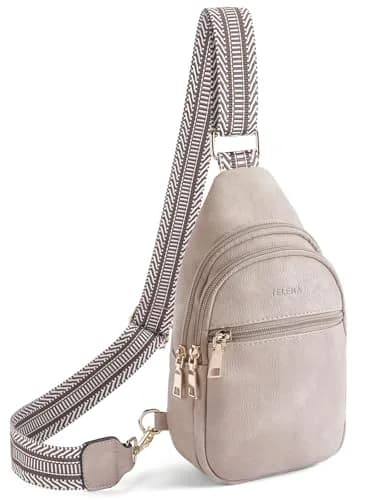 Telena Leather Sling Bag for Women Crossbody Adjustable Strap Cloud Grey | Hands-Free Fashion thumbnail 1