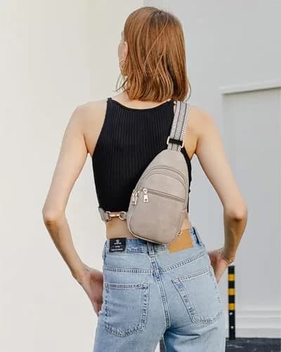 Telena Leather Sling Bag for Women Crossbody Adjustable Strap Cloud Grey | Hands-Free Fashion thumbnail 2