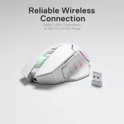 Redragon M690 PRO Wireless Gaming Mouse 8000 DPI White | Ergonomic PC/Mac Gamer Mouse thumbnail 4