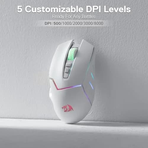 Redragon M690 PRO Wireless Gaming Mouse 8000 DPI White | Ergonomic PC/Mac Gamer Mouse thumbnail 5