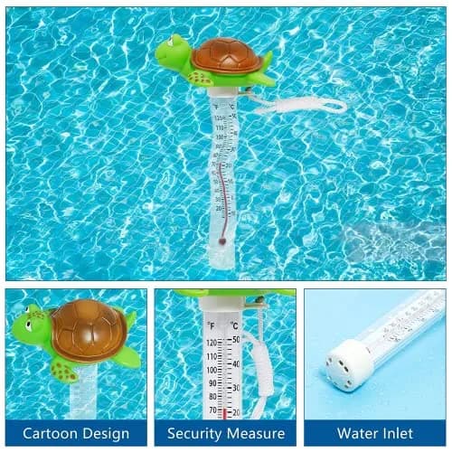 Unipool Floating Pool Thermometer Turtle Style with String | Large Display, Fahrenheit & Celsius, Shatter Resistant thumbnail 3
