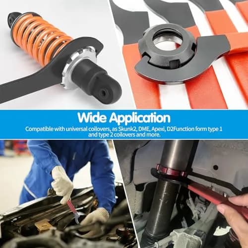 Mdvora 6pcs Coilover Spanner Wrench Set, C-Shape Shock Hook Wrench Tools | Durable Alloy Steel & Rubber Handle thumbnail 6