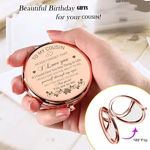 GAOLZIUY Rose Gold Compact Mirror | 7 cm (2.8"L x 2.6"W) Double-Sided Makeup Mirror thumbnail 6