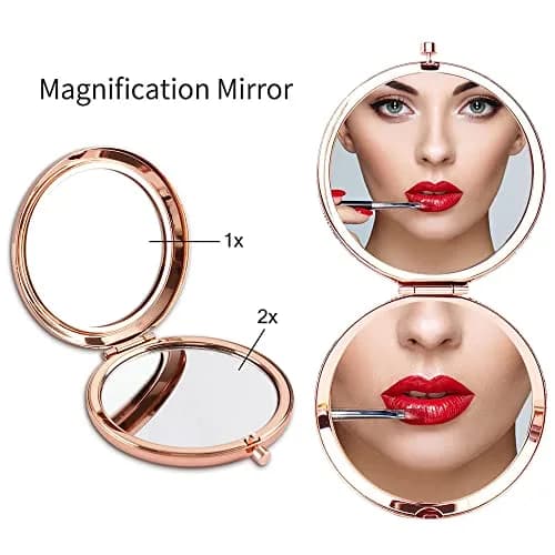 GAOLZIUY Rose Gold Compact Mirror | 7 cm (2.8"L x 2.6"W) Double-Sided Makeup Mirror thumbnail 7