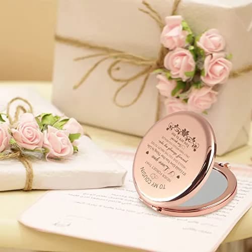 GAOLZIUY Rose Gold Compact Mirror | 7 cm (2.8"L x 2.6"W) Double-Sided Makeup Mirror thumbnail 8