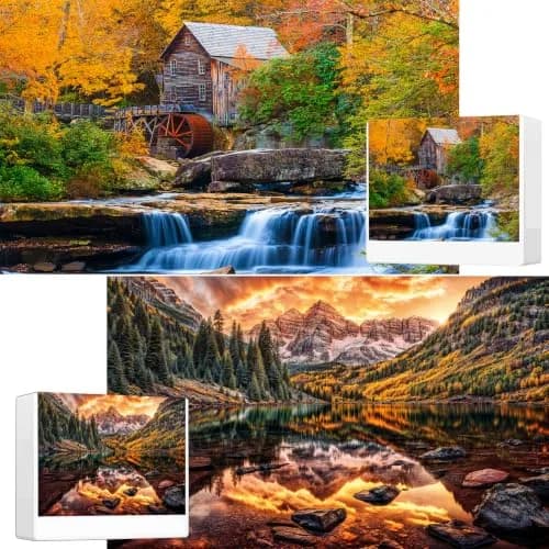RECHIATO 2 Pack Fall 1000 Pieces Jigsaw Puzzles | Autumn Nature Scenic Challenge for Adults thumbnail 1