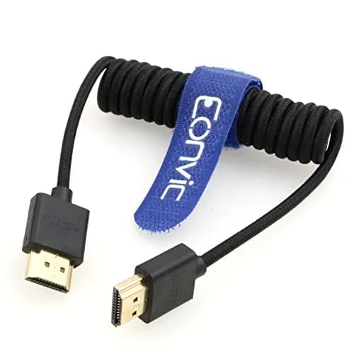 Eonvic 8K HDMI Extender Cable 48Gbps 1m (3.3ft) | High Speed Coiled Cable for Atomos Ninja V, Sony a7siii, Portkeys BM5 Monitor thumbnail 1