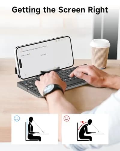 SIKAI CASE Foldable Bluetooth Keyboard with Magnetic Stand, 60-Key Mini Portable Wireless Keyboard | Quiet Scissor-Foot Keys thumbnail 3