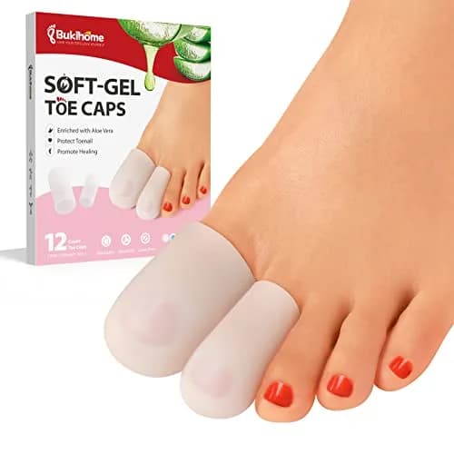 Bukihome Silicone Toe Protectors - 12 Pack Gel Toe Sleeves for Pain Relief & Protection (8L + 4S) | Aloe Vera & Essential Oils thumbnail 1