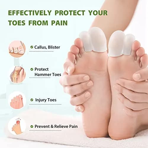 Bukihome Silicone Toe Protectors - 12 Pack Gel Toe Sleeves for Pain Relief & Protection (8L + 4S) | Aloe Vera & Essential Oils thumbnail 6