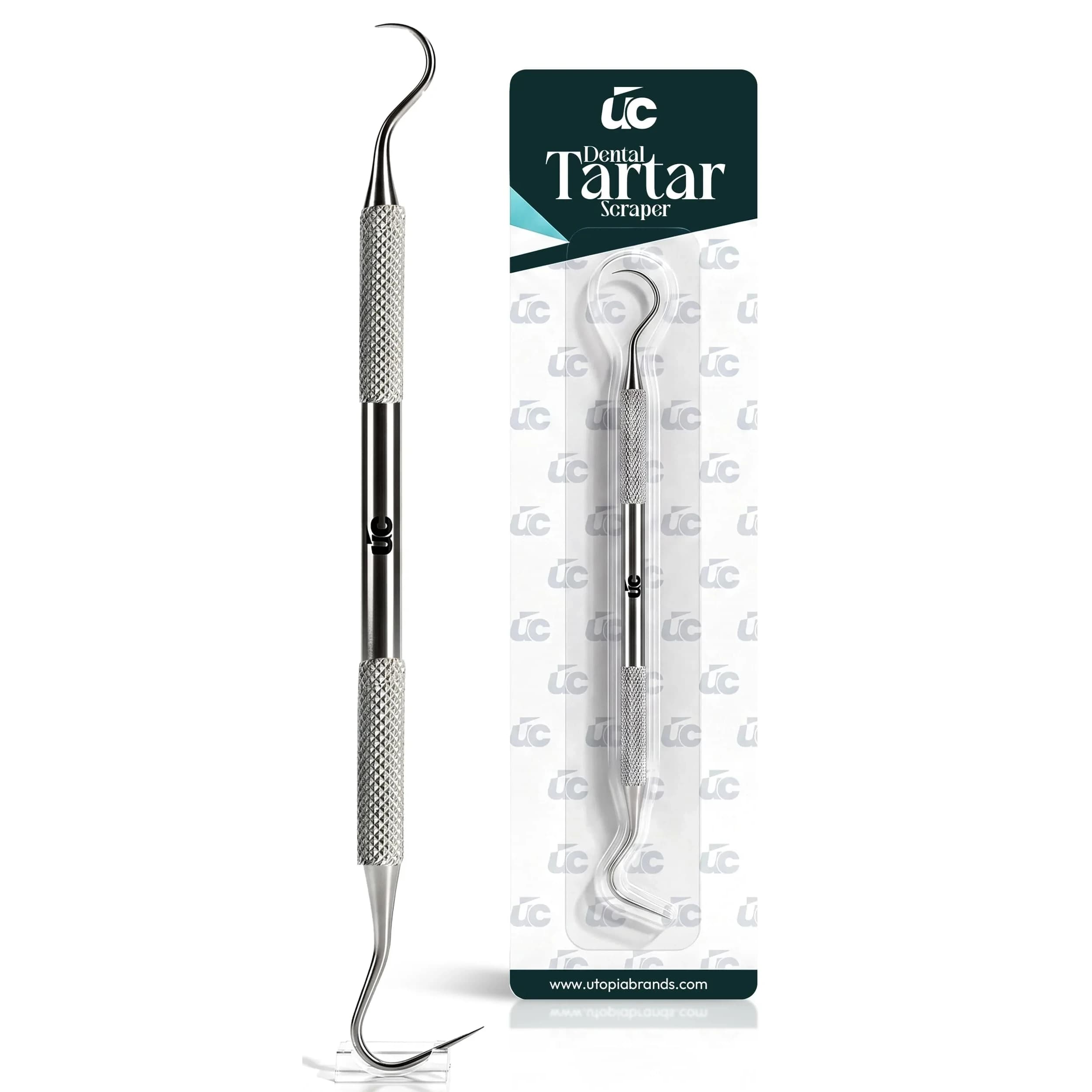 Utopia Care Professional Plaque Remover Tool 6.5 Inch Double-Sided Stainless Steel | Tartar Scraper for Teeth Cleaning - main product image