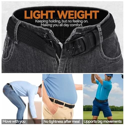 XZQTIVE Braided Stretch Belt for Men & Women, 3.5cm (1.38in) Wide, Adjustable Fit for Waist 42-46in | Breathable Elastic Woven Belt thumbnail 5
