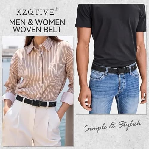 XZQTIVE Braided Stretch Belt for Men & Women, 3.5cm (1.38in) Wide, Adjustable Fit for Waist 42-46in | Breathable Elastic Woven Belt thumbnail 6