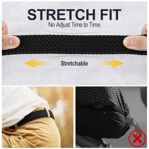 XZQTIVE Braided Stretch Belt for Men & Women, 3.5cm (1.38in) Wide, Adjustable Fit for Waist 42-46in | Breathable Elastic Woven Belt thumbnail 7
