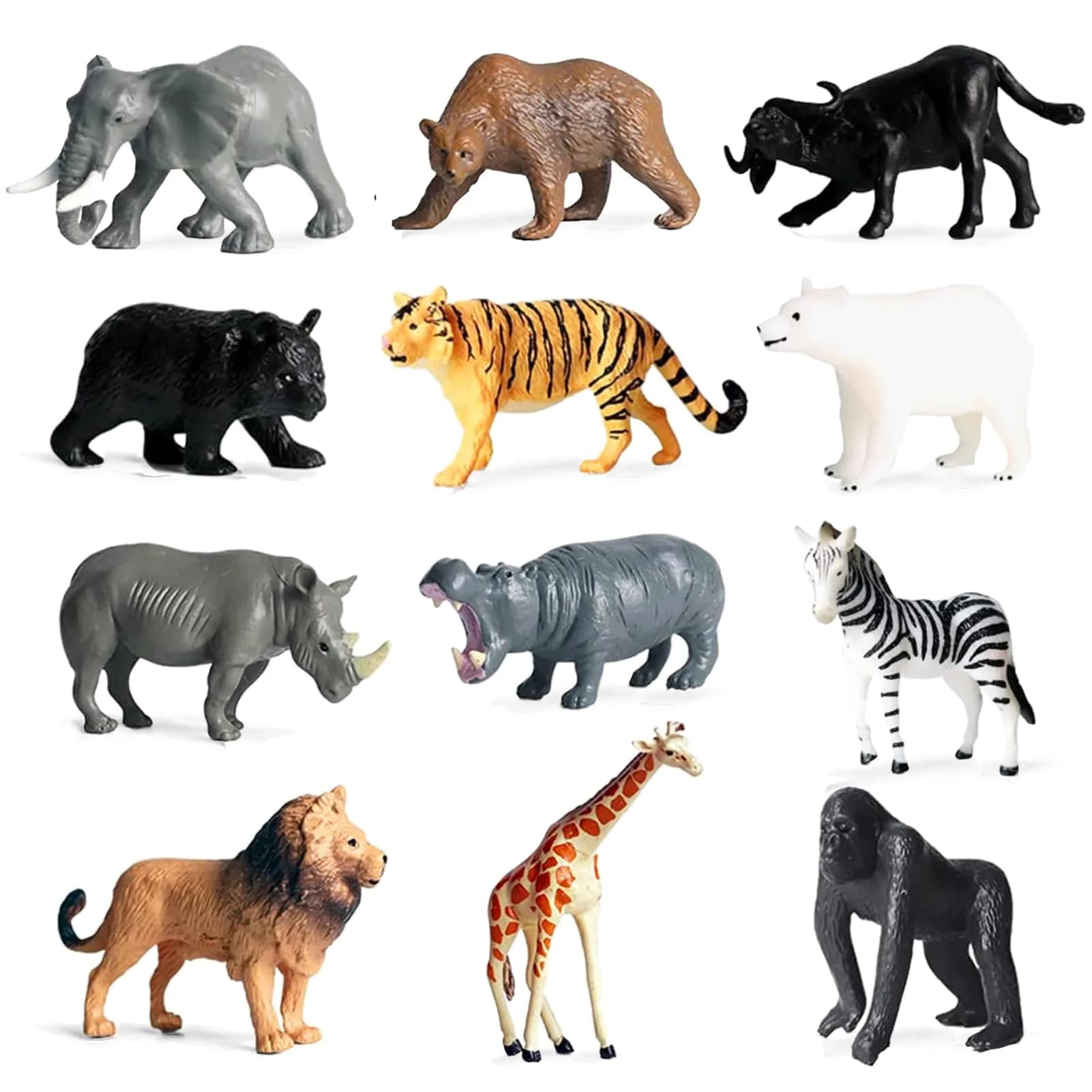 RUSON 12 Pcs Mini Safari Animals Figures Toys | Realistic Jungle Zoo Animal Figurines for Kids - main product image