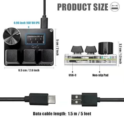 BTXETUEL SayoDevice O3C Mini Keypad with Hall Switches, Knob, Screen & 8000Hz Polling | 3 Magnetic Linear Switches thumbnail 3