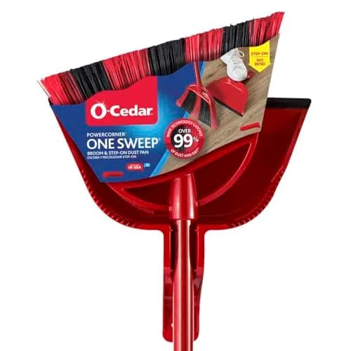 O-Cedar One Sweep Broom & Step-On Dustpan Set | Patented Wave Bristles Remove Over 99% of Dirt in One Pass | Lightweight & Quiet for Pet-Friendly Cleaning thumbnail 1