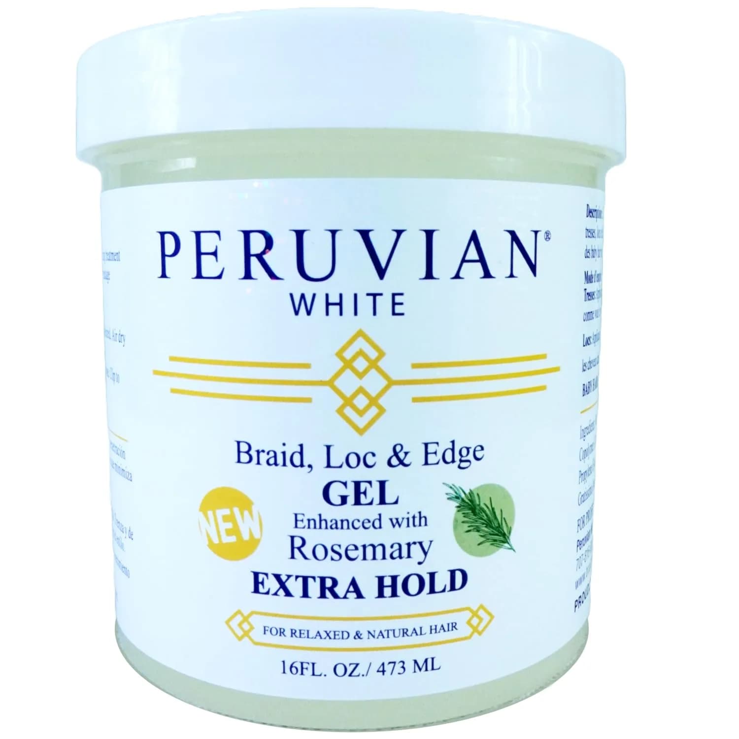 Peruvian white Braid, Loc, and Edge Gel EXTRA HOLD 16 oz | Anti-Frizz & No Flaking for Natural & Relaxed Hair - main product image