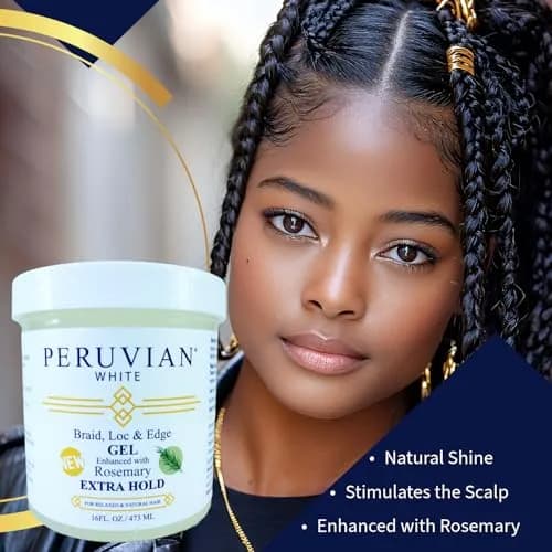 Peruvian white Braid, Loc, and Edge Gel EXTRA HOLD 16 oz | Anti-Frizz & No Flaking for Natural & Relaxed Hair thumbnail 3