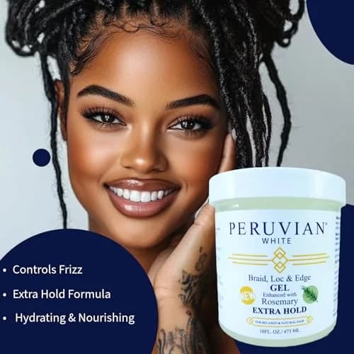 Peruvian white Braid, Loc, and Edge Gel EXTRA HOLD 16 oz | Anti-Frizz & No Flaking for Natural & Relaxed Hair thumbnail 4