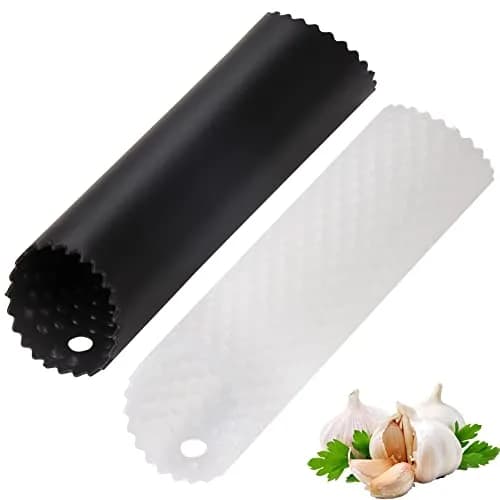 Sinnsally Silicone Tube Garlic Peeler Roller, Black & Clear | Easy Quick Garlic Skin Remover thumbnail 1