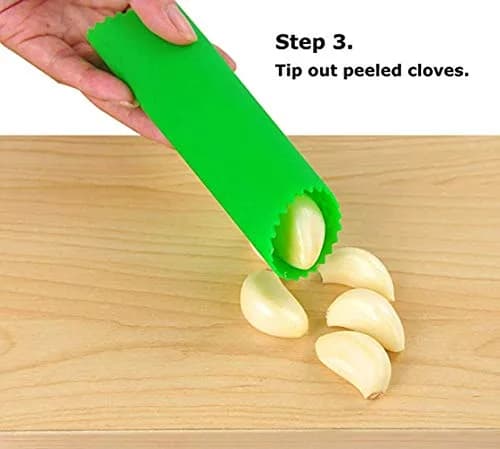 Sinnsally Silicone Tube Garlic Peeler Roller, Black & Clear | Easy Quick Garlic Skin Remover thumbnail 4