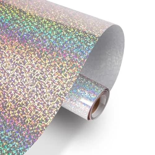 HTVRONT Holographic Glitter Permanent Vinyl Roll 12" x 10FT (30cm x 3m) | Easy Cut & Weed for Crafts thumbnail 1