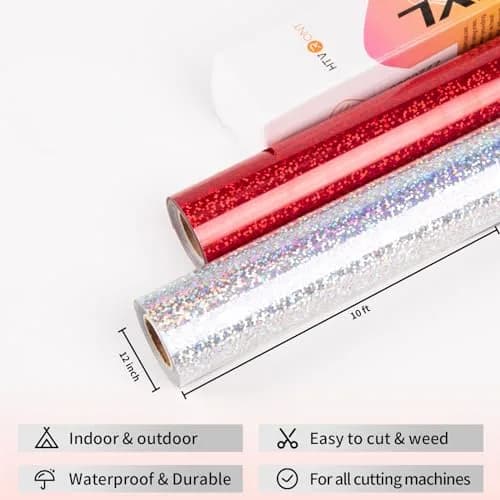 HTVRONT Holographic Glitter Permanent Vinyl Roll 12" x 10FT (30cm x 3m) | Easy Cut & Weed for Crafts thumbnail 4