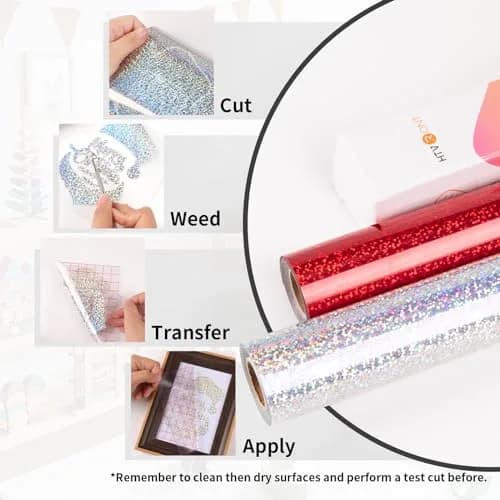HTVRONT Holographic Glitter Permanent Vinyl Roll 12" x 10FT (30cm x 3m) | Easy Cut & Weed for Crafts thumbnail 5