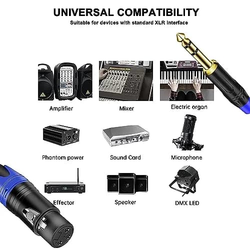 Seefeful 3-Pin XLR Female to Dual 6.35mm (1/4") TS Male Y Splitter Cable 0.3m (11.8") | Balanced Audio Transmission thumbnail 7