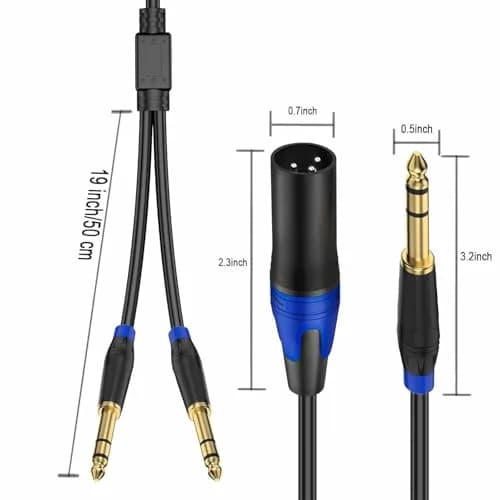 Seefeful Dual 1/4" TRS to XLR Male Cable 2m (6.6ft) | Balanced Audio Y Splitter Patch Cord for Microphone, Mixer, Amplifier thumbnail 4
