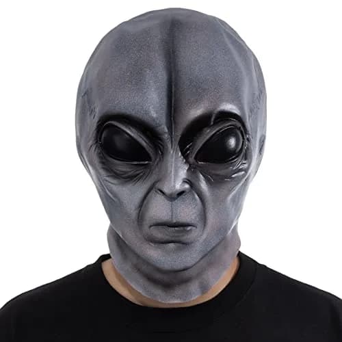 Vmonke Alien Face Mask | Realistic Extraterrestrial Prank Halloween Costume (12x2 inch) thumbnail 1