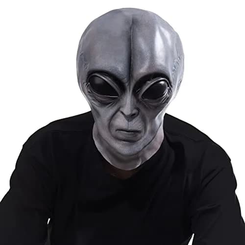Vmonke Alien Face Mask | Realistic Extraterrestrial Prank Halloween Costume (12x2 inch) thumbnail 4