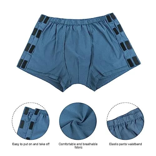 SIQITECHNO Post Surgery Underwear Cotton Tear away Reusable Boxer Shorts Blue | Breathable & Reusable Recovery Briefs thumbnail 4