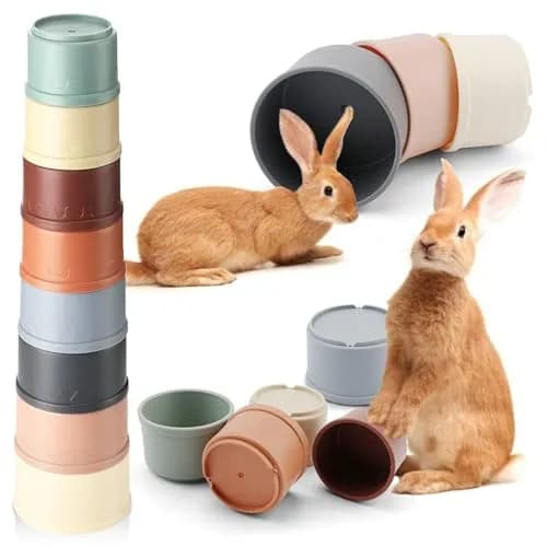 Iffitya 8 Pcs Stacking Cups for Rabbits | Colorful Bunny Toys for Small Animals, Nesting & Foraging thumbnail 1