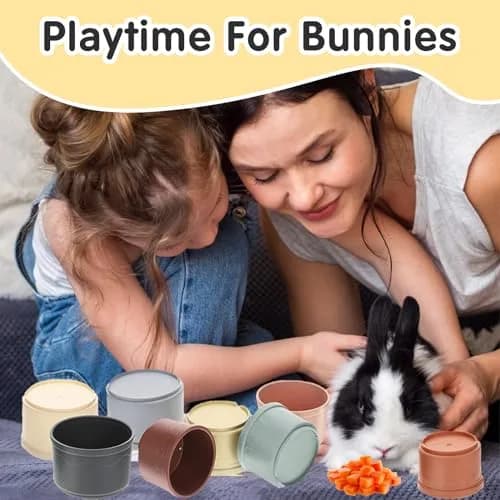 Iffitya 8 Pcs Stacking Cups for Rabbits | Colorful Bunny Toys for Small Animals, Nesting & Foraging thumbnail 4