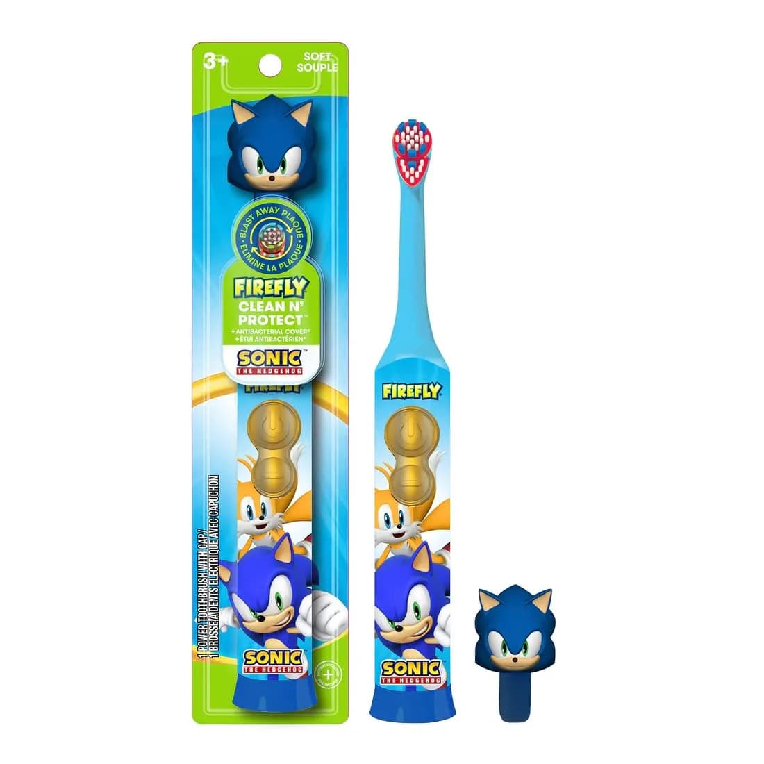 FIREFLY Sonic The Hedgehog Toothbrush 3-Pack | Battery Included, Ages 3+ — Multi