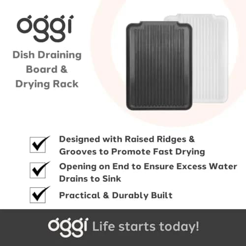 Oggi Black Dish Drain Board & Drying Rack Tray 43.8cm (17.25") | Ideal Rigid Drainboard for Kitchen Counters thumbnail 7