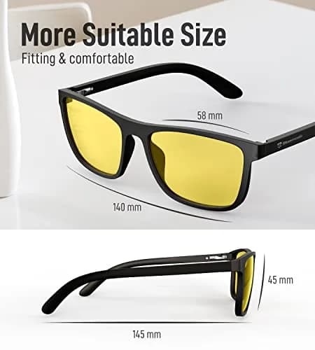 Bloomoak Blue Light Blocking Glasses - Yellow Lens - 58mm Lens Width, 145mm Arm Length | Filters 99% Blue-Green Light for Sleep & Gaming thumbnail 6