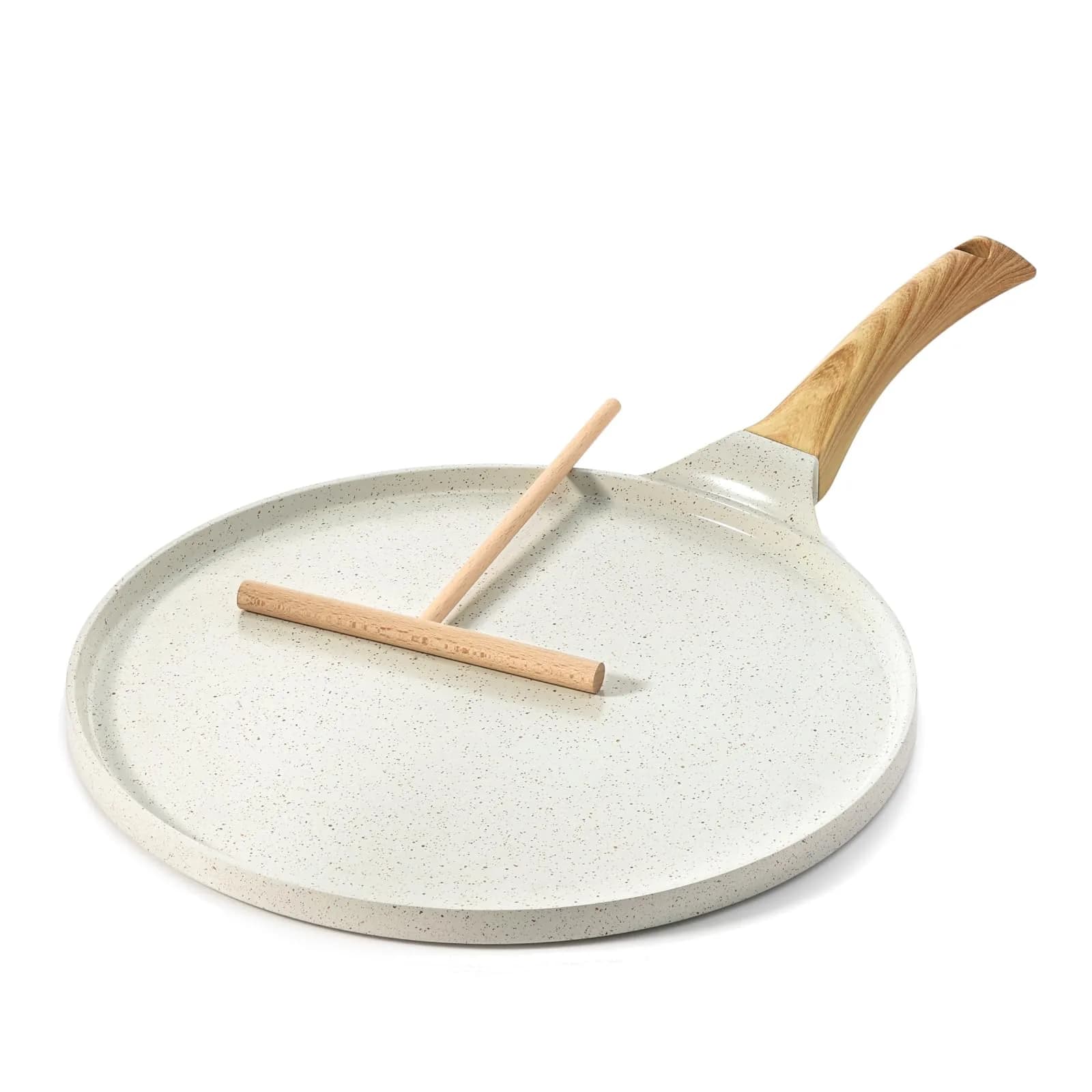 SENSARTE 12 Inch (30.48 cm) Ceramic Nonstick Crepe Pan | Induction Compatible Dosa Tawa — White