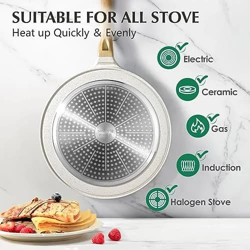 SENSARTE 12 Inch (30.48 cm) Ceramic Nonstick Crepe Pan | Induction Compatible Dosa Tawa thumbnail 4