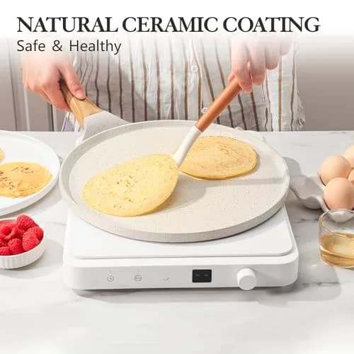 SENSARTE 12 Inch (30.48 cm) Ceramic Nonstick Crepe Pan | Induction Compatible Dosa Tawa thumbnail 2