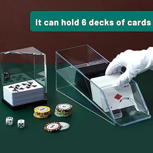 Honoson 6 Deck Blackjack Shoe and Discard Tray Set - Clear Acrylic | Casino Game Accessories thumbnail 4