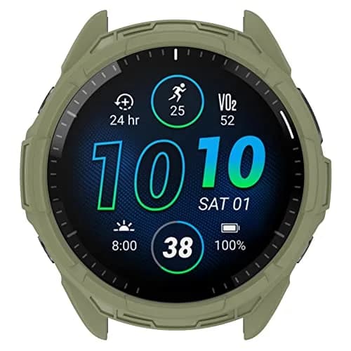 Chofit Soft TPU Case for Garmin Forerunner 965 | Black & Army Green thumbnail 4