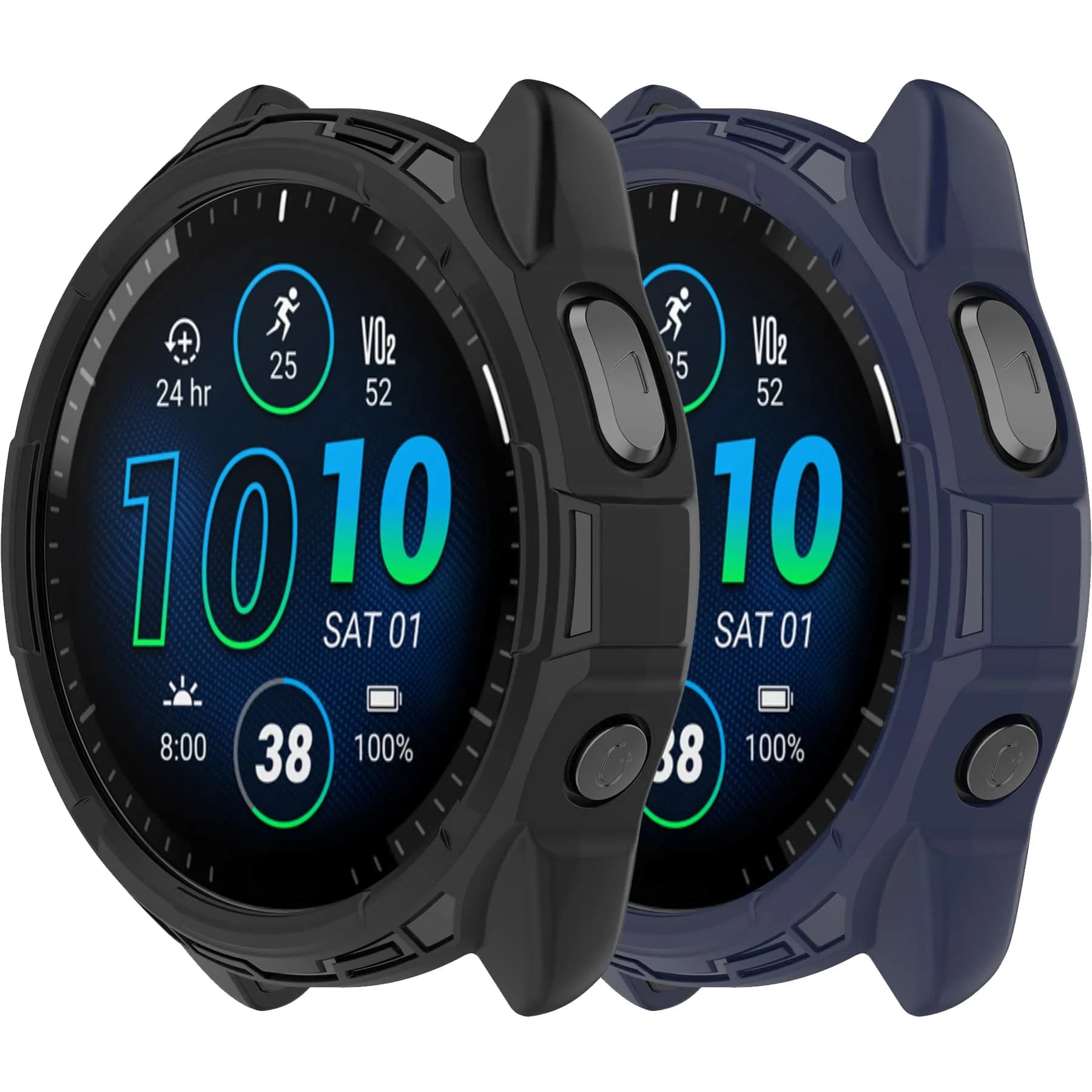 Chofit Soft TPU Case for Garmin Forerunner 965 | Black & Orange, Lightweight Protective Shell — Black&Blue