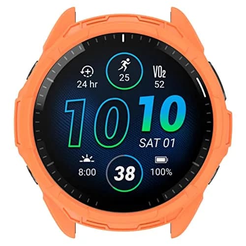 Chofit Soft TPU Case for Garmin Forerunner 965 | Black & Orange, Lightweight Protective Shell thumbnail 4